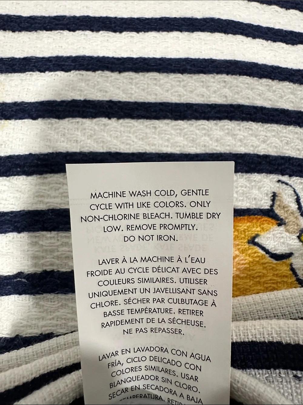 kate spade Coastal White Navy Orange Graphic Large Polka Cotton Kitchen Towels